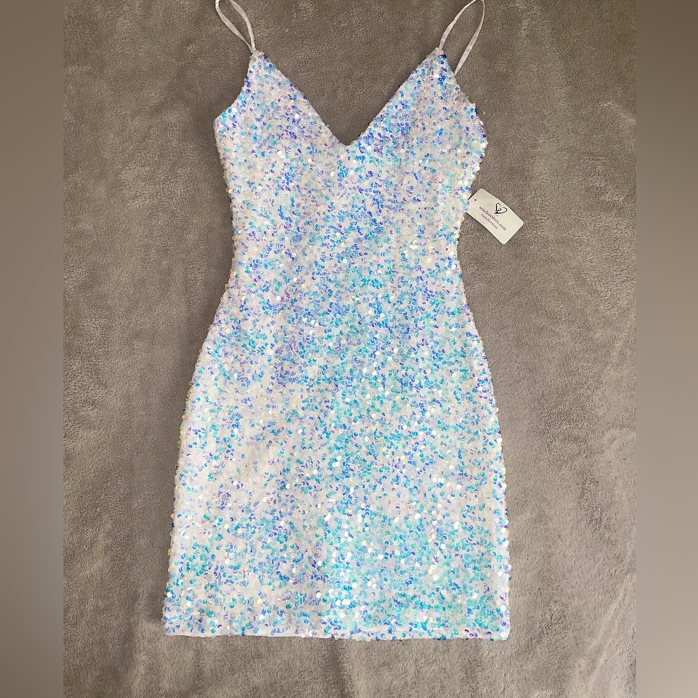 White sequin homecoming dress